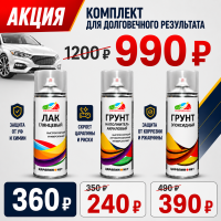 Комплект для долговечного ремонта ЛКП (Лак + Грунт-наполнитель + Эпоксидный грунт)
