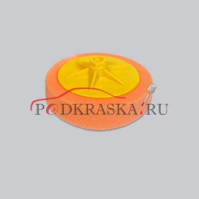 Полировальный круг BlackFox Универсальный, Средней жёсткости. С резьбой М14, поролоновый, 150х50 мм, Оранжевый.